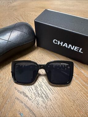 CHANEL Black Oversized Square Sunglasses